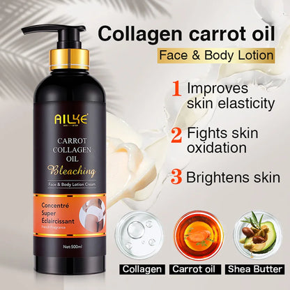 Natural Collagen Whitening Serum (100ml) + Carrot Oil Collagen Lotion (500ml)