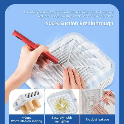 Wireless 120W Super Suction Nail Cleaner Machine